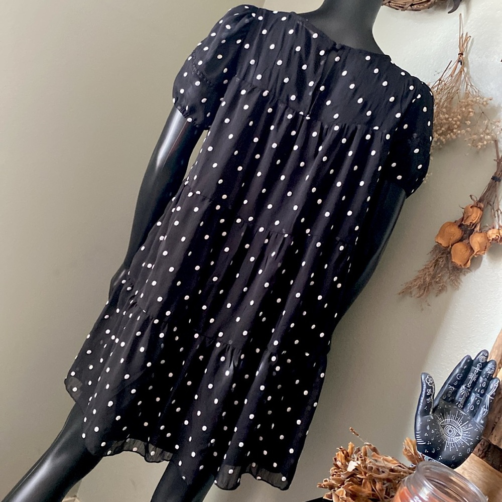 Altar'd State Black and White Sheer Polka Dot Dress - Picture 9 of 13